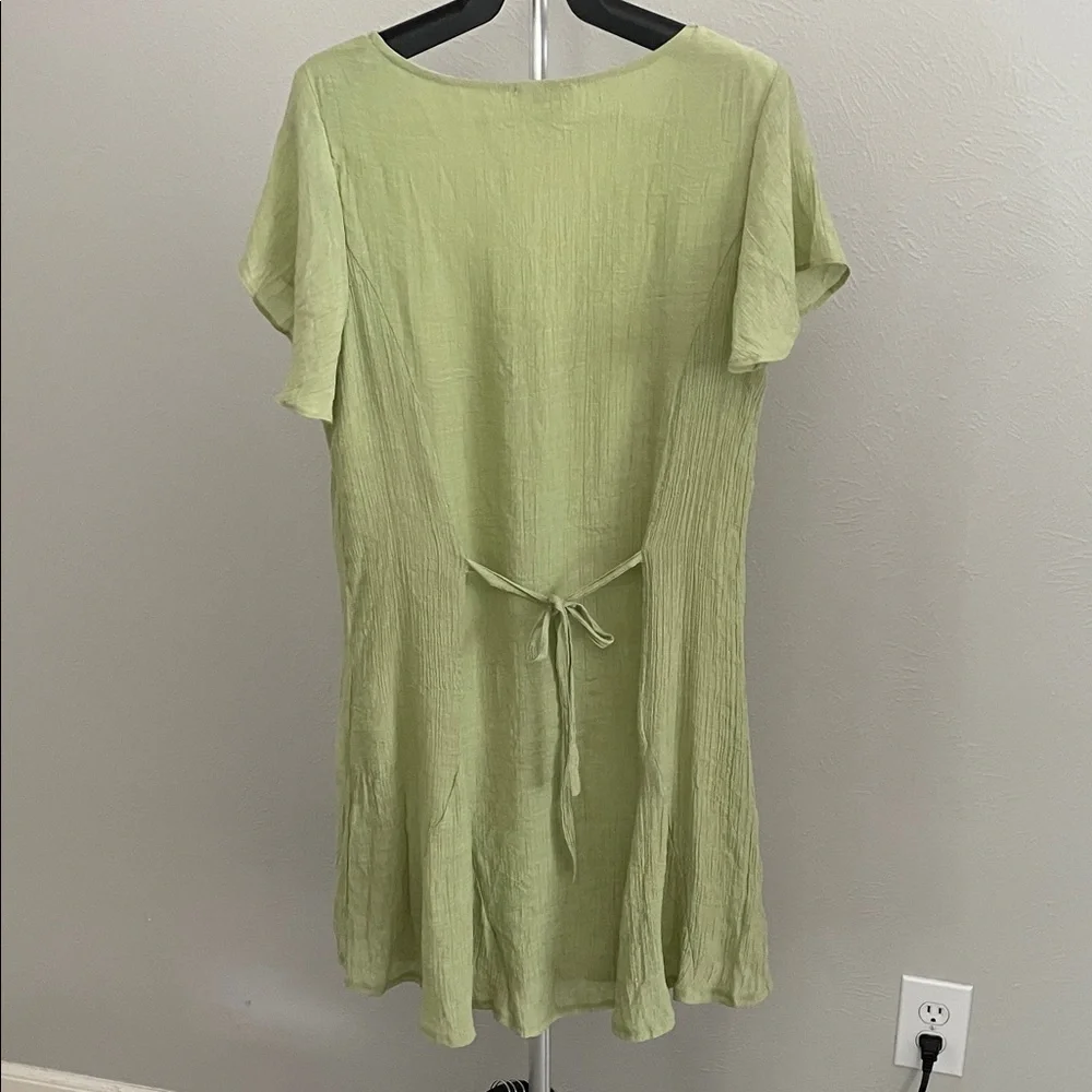 Umgee Sage Green Mini Dress with Front Button Detail and Tie Back - Picture 8 of 8